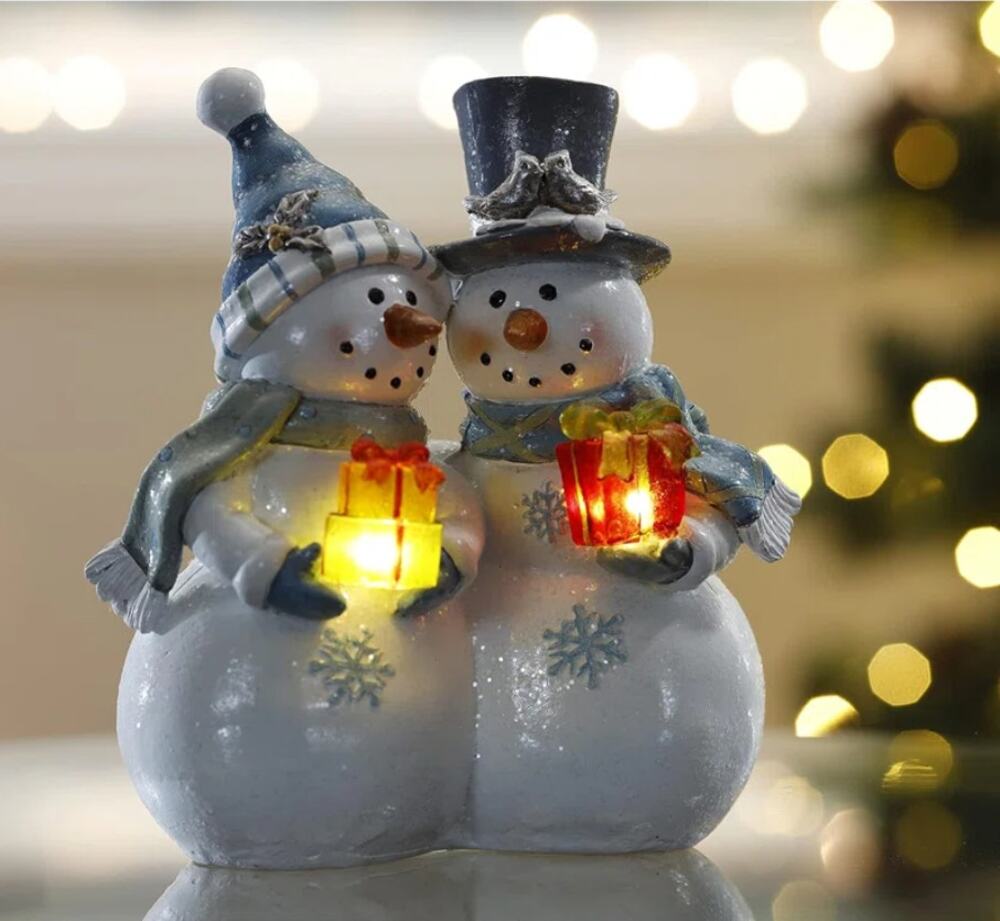 VP Home Snowman Couple Christmas Figurine Decor